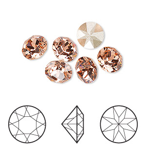 Chaton, Crystal Passions&reg;, rose peach, foil back, 8.16-8.41mm round (1088), SS39. Sold per pkg of 6.