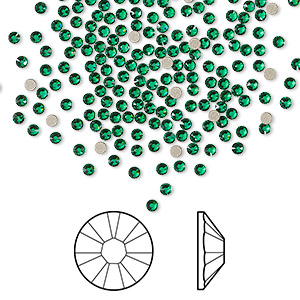 Flat back, Crystal Passions&reg; rhinestone, majestic green, foil back, 1.7-1.9mm rose round (2058), SS5. Sold per pkg of 144 (1 gross).