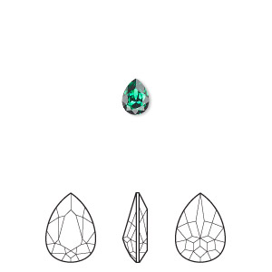 Embellishment, Crystal Passions&reg;, majestic green, foil back, 6x4mm faceted pear fancy stone (4320), Sold per pkg of 2.