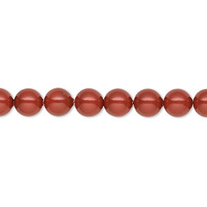 Pearl, Crystal Passions&reg;, dark coral, 6mm round (5810). Sold per pkg of 50.