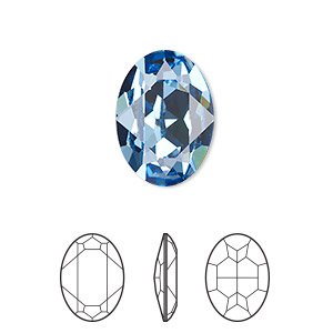 Embellishment, Crystal Passions&reg;, Regenerated cool blue, 18x13mm faceted oval fancy stone (4120). Sold individually.