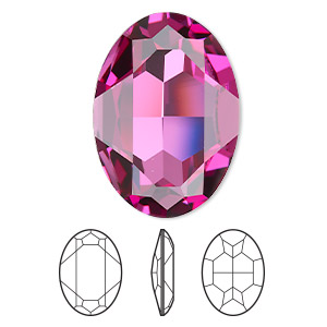 Embellishment, Crystal Passions&reg;, dark rose (HICT), 30x22mm faceted oval fancy stone (4127). Sold individually.