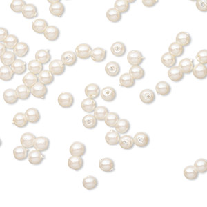 Bead, vintage Japanese acrylic pearl, antique white, 3mm round. Sold per pkg of 135.