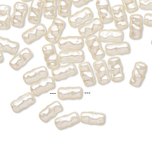 Bead, acrylic pearl, antique white, 7x4mm textured round tube. Sold per pkg of 60.