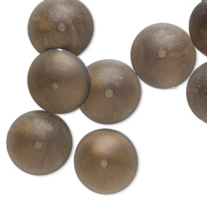 Cabochon, acrylic, frosted marbled translucent gold and dark grey, 14mm half-drilled non-calibrated round. Sold per pkg of 10.