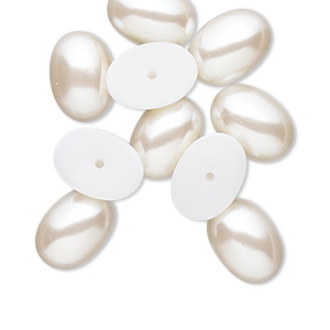 Cabochon, vintage Japanese acrylic pearl, champagne, 14x10mm half-drilled non-calibrated oval. Sold per pkg of 10.
