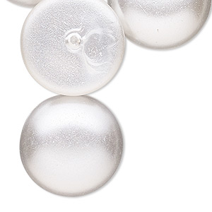 Cabochon, acrylic pearl, translucent matte white, 22mm half-drilled non-calibrated round. Sold per pkg of 4.