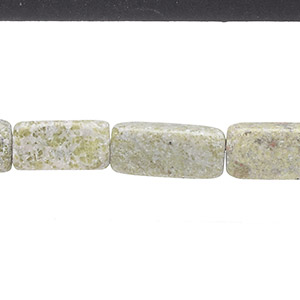 Bead, green serpentine (natural), 13x8mm-19x9mm flat rectangle, D- grade, Mohs hardness 2-1/2 to 6. Sold per 15-inch strand.