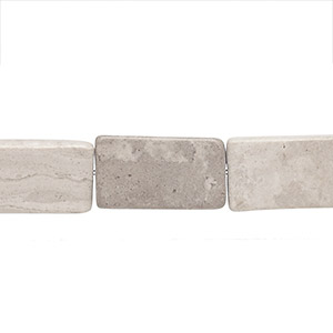 Bead, grey and cream marble (natural), matte, 16x10mm-18x11mm flat rectangle, C grade, Mohs hardness 3. Sold per 15-inch strand.
