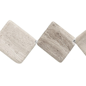 Bead, grey and cream marble (natural), matte, 18x18mm-22x22mm flat diamond, C- grade, Mohs hardness 3. Sold per 15-inch strand.