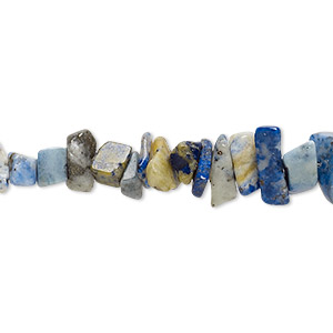 Bead, lapis lazuli (dyed), blue, small chip, Mohs hardness 5 to 6. Sold per 15-inch strand.