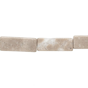 Bead, grey and cream marble (natural), 17x6mm-18x7mm square tube, C- grade, Mohs hardness 3. Sold per 15-inch strand.
