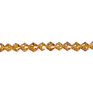 Bead, glass, golden yellow, 3-4mm faceted bicone. Sold per 12-inch strand.