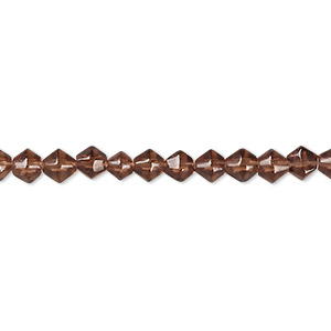 Bead, glass, brown, 3-5mm faceted bicone. Sold per 12-inch strand.