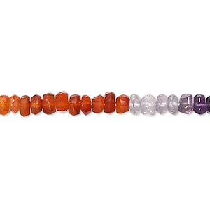 Bead, multi-gemstone (natural / dyed / heated / irradiated), multicolored, 3x2mm-5x3mm hand-cut faceted rondelle, C grade, Mohs hardness 3 to 7. Sold per 12-inch strand.