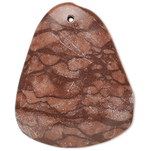 Focal, brown zebra stone (natural), 42x42x32mm-45x45x38mm rounded puffed triangle with flat back, C grade, Mohs hardness 3 to 3-1/2. Sold individually.