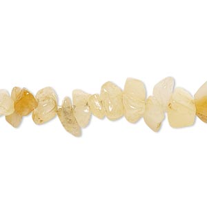 Bead, golden cream quartz (dyed), yellow, medium chip, Mohs hardness 7. Sold per 15-inch strand.