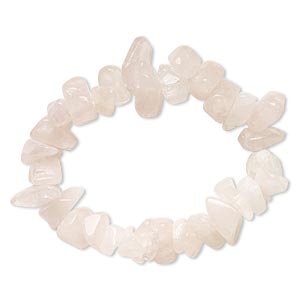 Bracelet, stretch, rose quartz (natural / dyed), extra-large chip, 6 inches. Sold individually.
