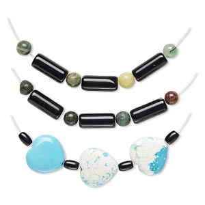 Bead mix, multi-gemstone (natural / dyed / stabilized) and glass, mixed colors, 10x5mm-20x20mm mixed shape, C grade. Sold per pkg of (3) 2-1/2 inch sets.