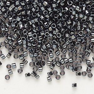 Seed bead, Delica&reg;, glass, opaque gunmetal, (DB0001), #11 round. Sold per 50-gram pkg.