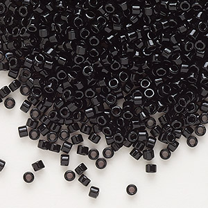 Seed bead, Delica&reg;, glass, opaque black, (DB0010), #11 round. Sold per 250-gram pkg.