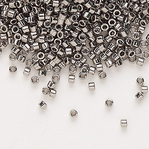 Seed bead, Delica&reg;, glass, opaque nickel-plated, (DB0021), #11 round. Sold per 50-gram pkg.