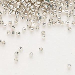 Seed bead, Delica&reg;, glass, opaque galvanized silver, (DB0035), #11 round. Sold per 7.5-gram pkg.
