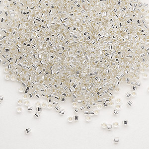 Seed bead, Delica&reg;, glass, transparent silver-lined crystal, (DB0041), #11 round. Sold per 7.5-gram pkg.
