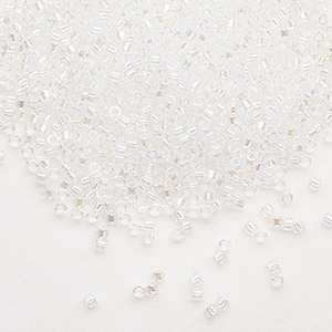 Seed bead, Delica&reg;, glass, translucent rainbow crystal clear, (DB0051), #11 round. Sold per 7.5-gram pkg.