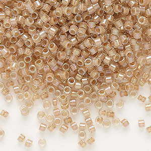 Seed bead, Delica&reg;, glass, translucent blush-lined luster crystal clear, (DB0069), #11 round. Sold per 7.5-gram pkg.