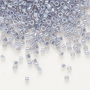 Seed bead, Delica&reg;, glass, opaque color-lined luster silver grey, (DB0242), #11 round. Sold per 7.5-gram pkg.