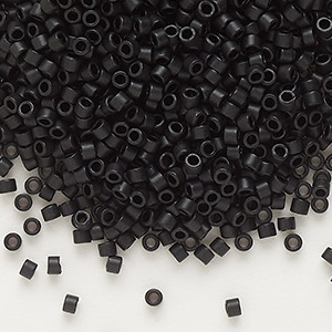 Seed bead, Delica&reg;, glass, opaque matte black, (DB0310), #11 round. Sold per 250-gram pkg.