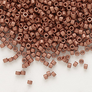Seed bead, Delica&reg;, glass, opaque matte copper-plated, (DB0340), #11 round. Sold per 7.5-gram pkg.