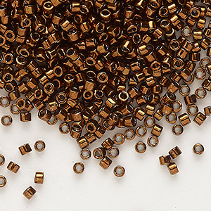 Seed bead, Delica&reg;, glass, opaque nickel-plated tarnished copper, (DB0461), #11 round. Sold per 7.5-gram pkg.