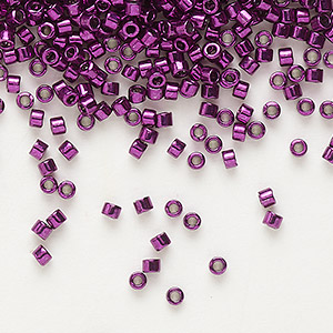 Seed bead, Delica&reg;, glass, opaque nickel-plated dark magenta, (DB0463), #11 round. Sold per 7.5-gram pkg.