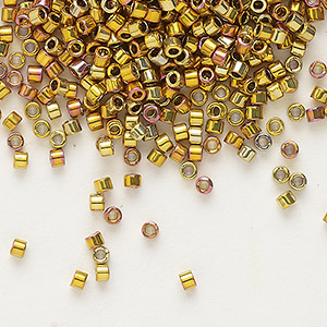Seed bead, Miyuki, glass, opaque light 24Kt gold-plated, (RR193), #15  rocaille. Sold per 4-gram pkg. - Fire Mountain Gems and Beads