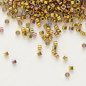 Seed bead, Miyuki, glass, opaque light 24Kt gold-plated, (RR193), #15  rocaille. Sold per 4-gram pkg. - Fire Mountain Gems and Beads