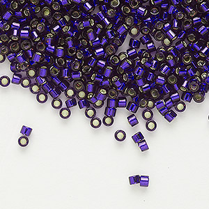 Seed bead, Delica&reg;, glass, transparent silver-lined dark purple, (DB0609), #11 round. Sold per 7.5-gram pkg.