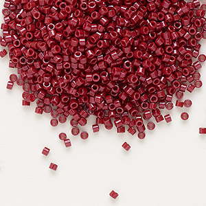 Seed bead, Delica&reg;, glass, opaque brick red, (DB0654), #11 round. Sold per 7.5-gram pkg.