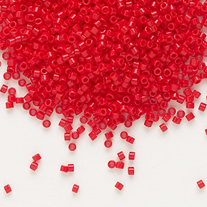 Seed bead, Delica&reg;, glass, opaque red, (DB0723), #11 round. Sold per 7.5-gram pkg.
