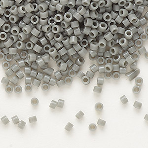Seed bead, Delica&reg;, glass, opaque grey, (DB0731), #11 round. Sold per 7.5-gram pkg.
