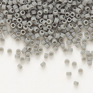 Seed bead, Delica&reg;, glass, opaque matte grey, (DB0761), #11 round. Sold per 7.5-gram pkg.