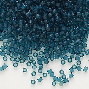 Seed bead, Delica&reg;, glass, translucent matte dyed dark teal, (DB0788), #11 round. Sold per 7.5-gram pkg.