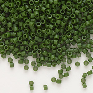 Seed bead, Delica&reg;, glass, opaque matte dyed jade green, (DB0797), #11 round. Sold per 7.5-gram pkg.