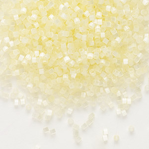 Seed bead, Delica&reg;, glass, opaque silk-enameled lemon ice, (DB0823), #11 round. Sold per 7.5-gram pkg.