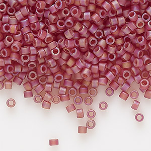 Seed bead, Delica&reg;, glass, translucent matte rainbow dark cranberry, (DB0867), #11 round. Sold per 50-gram pkg.