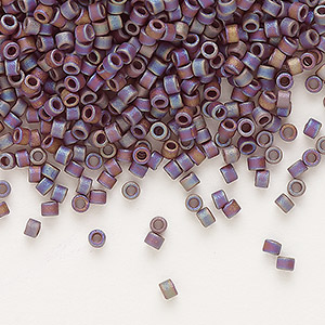 Seed bead, Delica&reg;, glass, opaque matte rainbow dark brown, (DB0884), #11 round. Sold per 7.5-gram pkg.