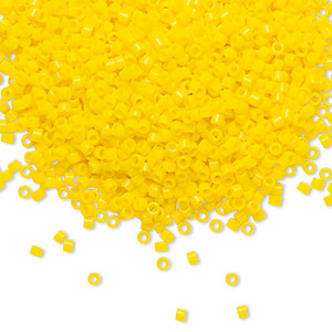 Seed bead, Delica&reg;, glass, opaque canary, (DB1132), #11 round. Sold per 7.5-gram pkg.