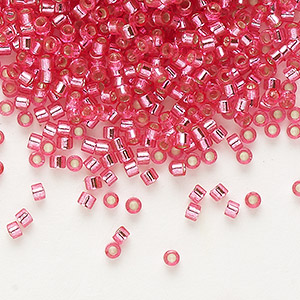 Seed bead, Delica&reg;, glass, transparent silver-lined rose, (DB1338), #11 round. Sold per 50-gram pkg.