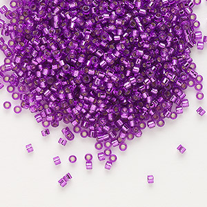 Seed bead, Delica&reg;, glass, transparent silver-lined magenta, (DB1345), #11 round. Sold per 7.5-gram pkg.